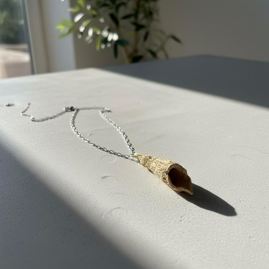 collana conchiglia artigianale Neptune in gres e argento 925-phaniac