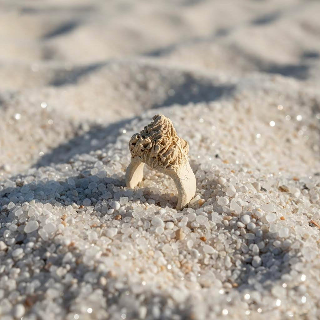 Anello scultura neptune in gres beige-phaniac