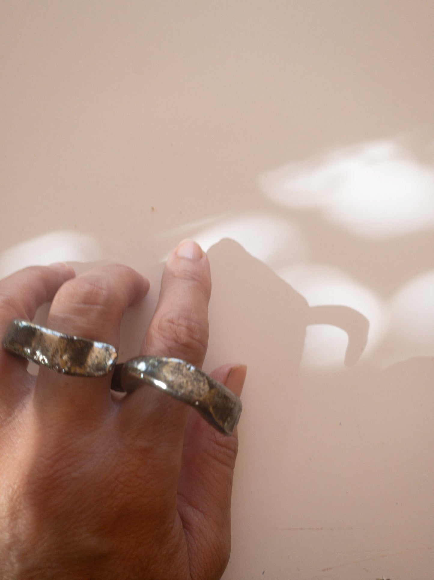 al*G*as - Anello artigianale doppio in ceramica silver - PhaniaC