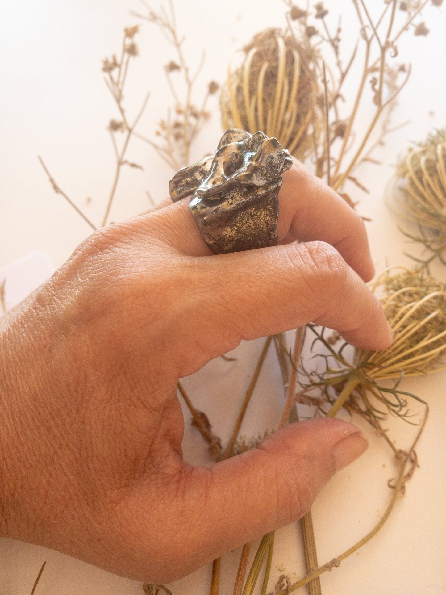 al*G*as - Anello artigianale in ceramica argento - PhaniaC