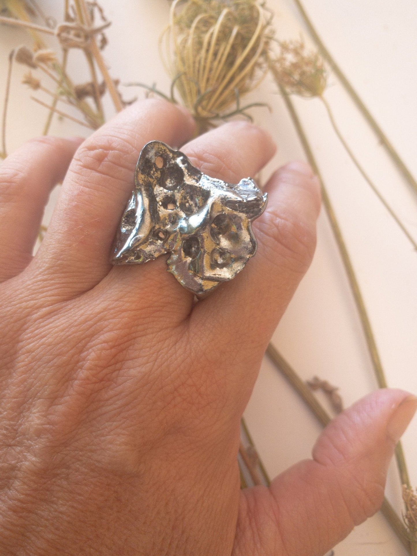 al*G*as - Anello artigianale in ceramica argento - PhaniaC