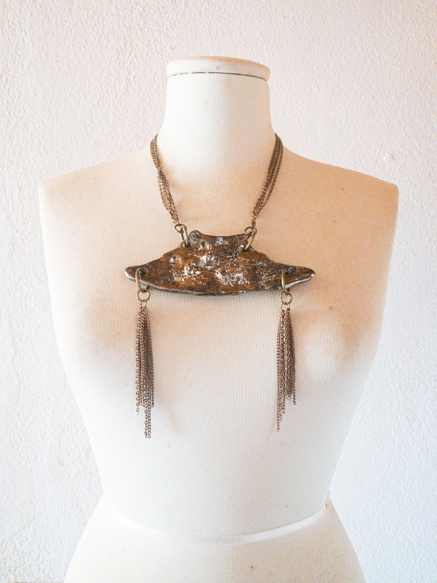 Collana artigianale scultura in ceramica bronzo Al*G*as -Phaniac