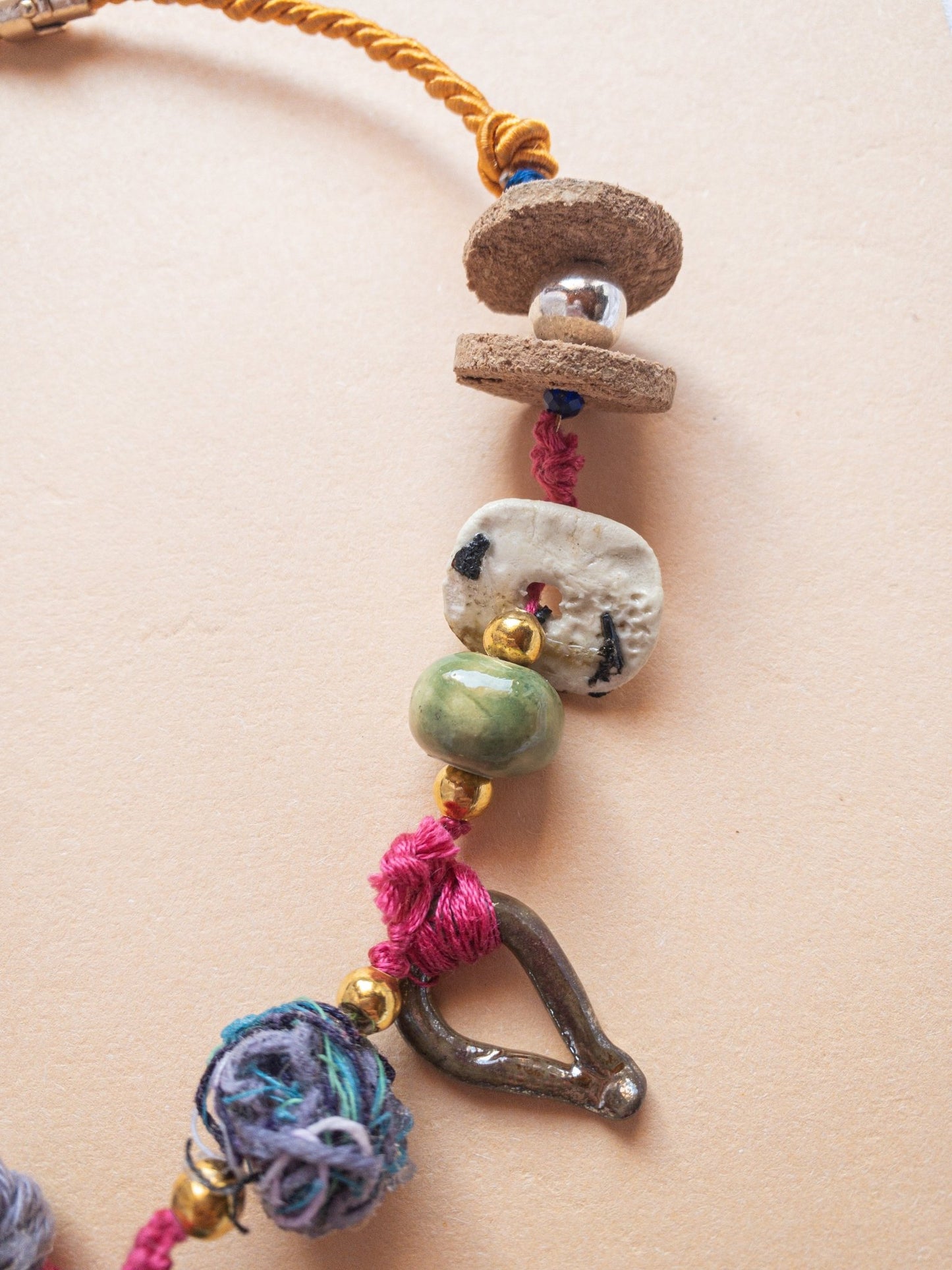 Bosa Necklace- Collana artigianale multicolor in ceramica e cotone - PhaniaC