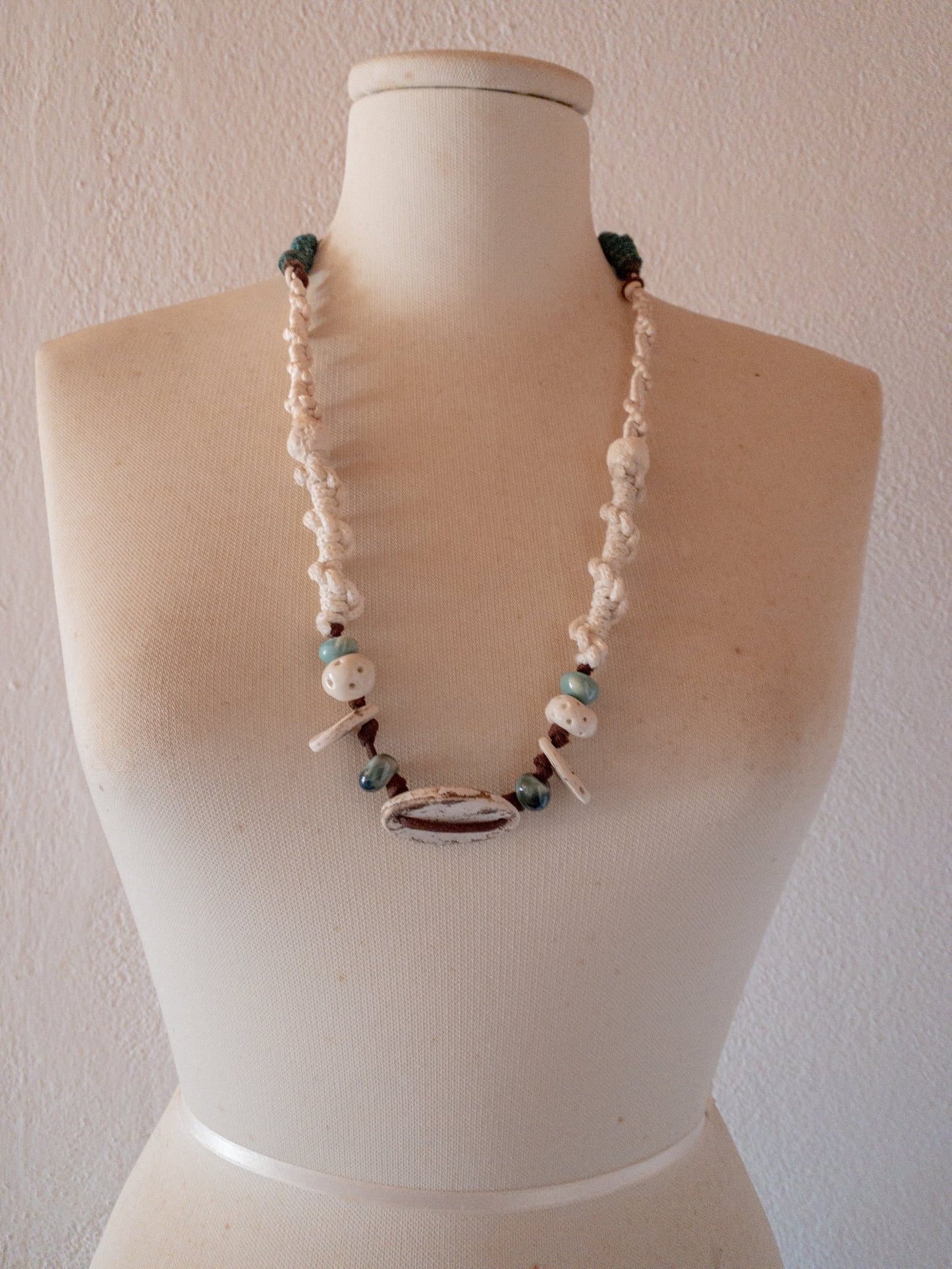 Giara Necklace/Bracelet- Obvara Collection- Collana artigianale in ceramica e macrame' - PhaniaC