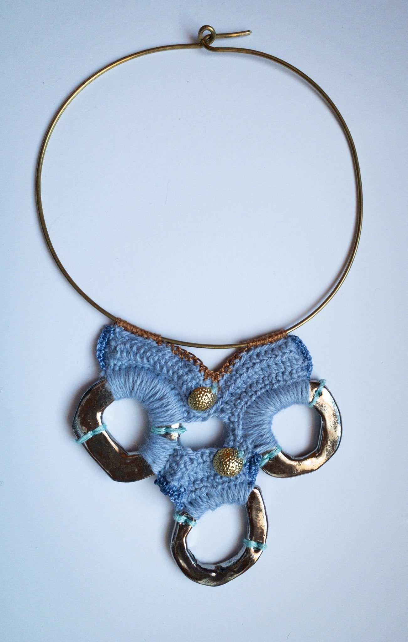 Lill.Sun Necklace - Collier in crochet e ceramica col. Lilla - PhaniaC
