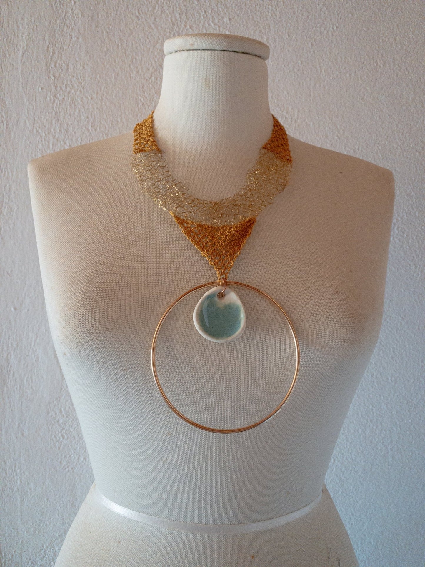 Nora Necklace- Collana artigianale in cotone e ceramica - PhaniaC