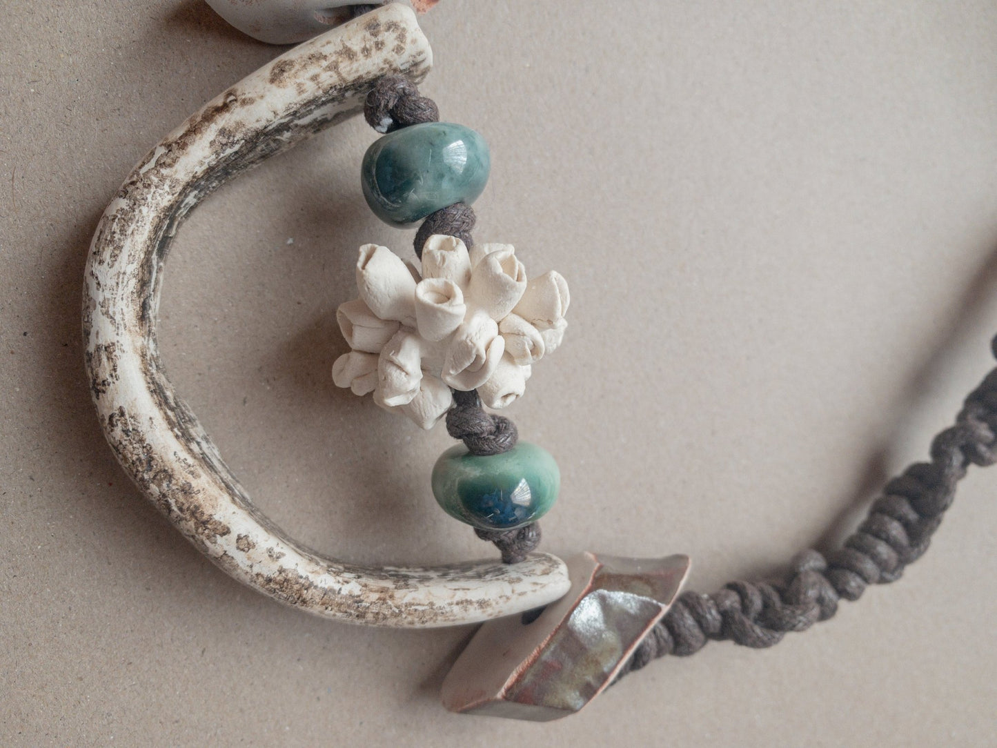 Tharros necklace- Obvara Collection -Collana artigianale in ceramica e macrame' - PhaniaC