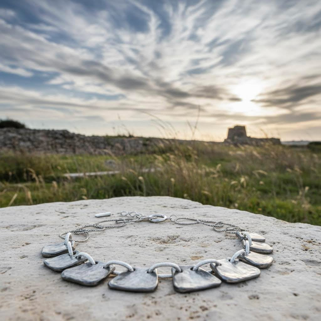collana artigianale in ceramica smaltata argento e acciaio algas -phaniac