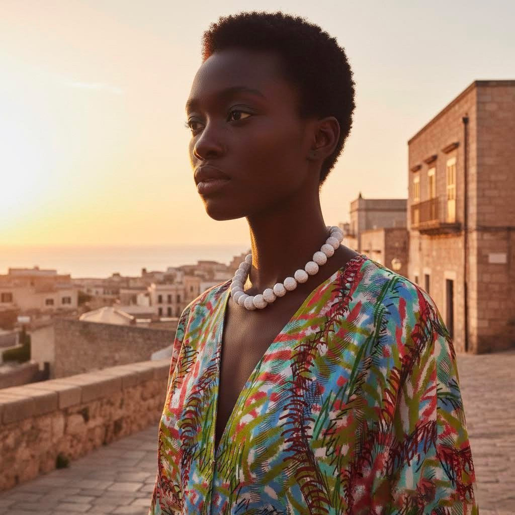 collana artigianale corta con perle di carta  pa*per-phaniac