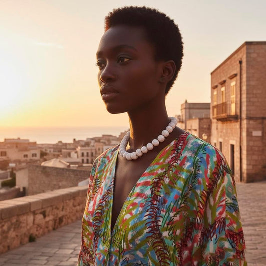 collana artigianale corta con perle di carta  pa*per-phaniac