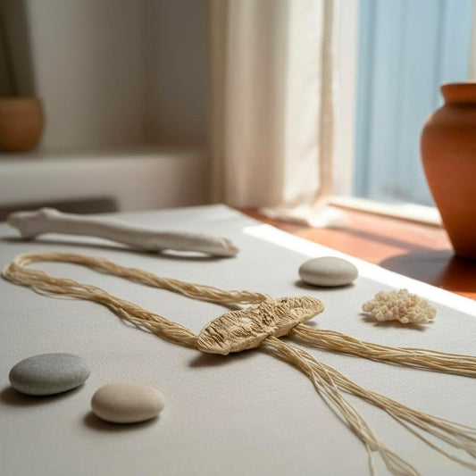 collana artigianale Neptune lecru' unga neptune in corda e gres -phaniac