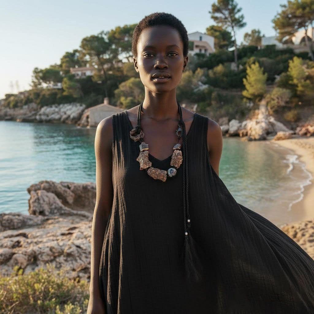 collana artigianale in corda, sughero e ceramica Gerrei-Phaniac