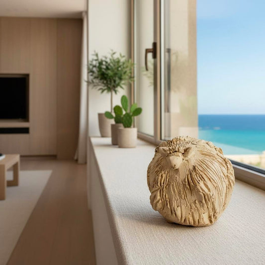 Montone in ceramica artistica gres beige -phaniac