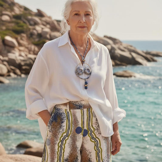 collana artigianale ultramar sand in crochet e lapislazzuli -phaniac