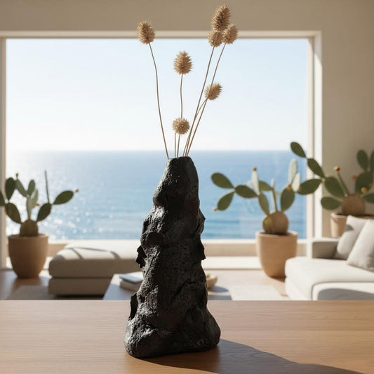 vaso scultura irregolare perda niedda in gres nero-phaniac