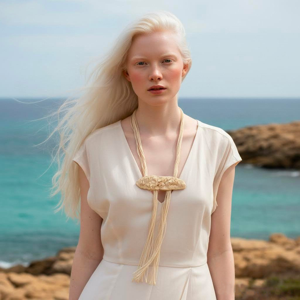 collana artigianale Neptune lecru' unga neptune in corda e gres -phaniac