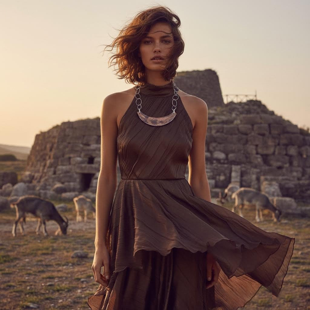 collier artigianale in ceramica e aciiaio algas-phaniac