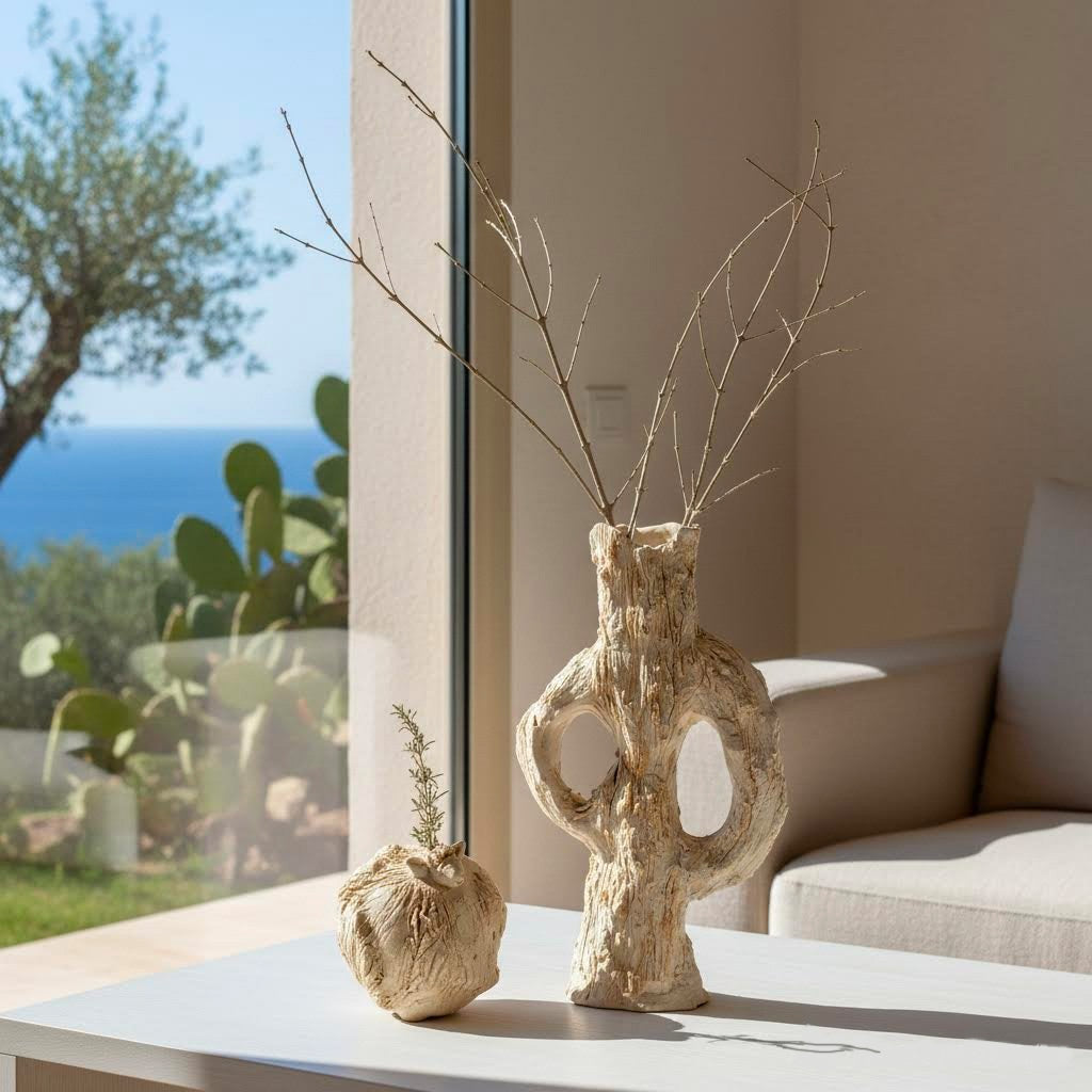 Montone in ceramica artistica gres beige -phaniac