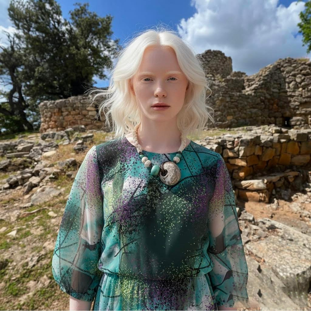 collana artigianale Nuraxadoni in corda, ceramica -Phaniac