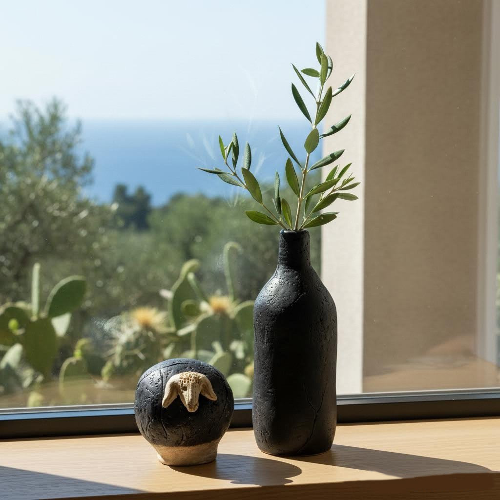 statuina Bre.bei nieddu contemporanea in gres nero e chiaro-phaniac