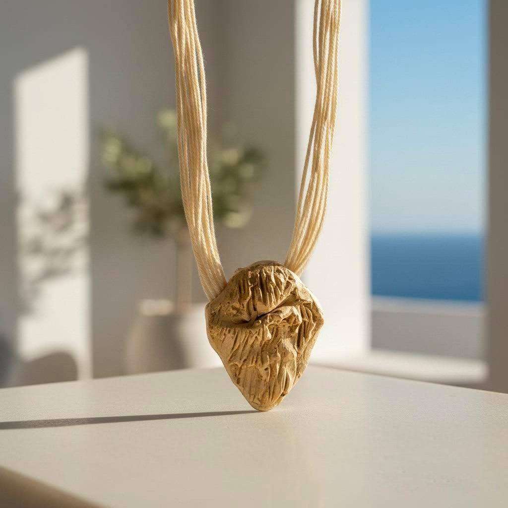 collana artigianale middle neptune in corda e gres senza metallo- phaniac 