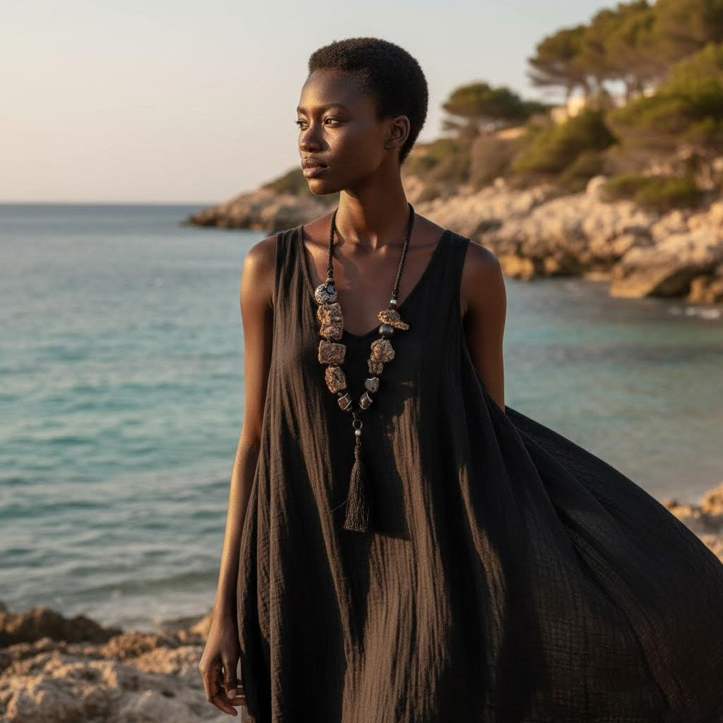 collana artigianale in corda, sughero e ceramica Gerrei-Phaniac