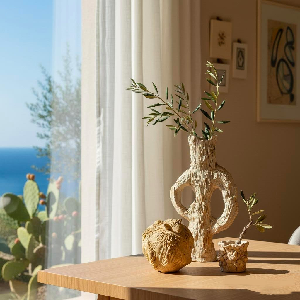 Montone in ceramica artistica gres beige -phaniac