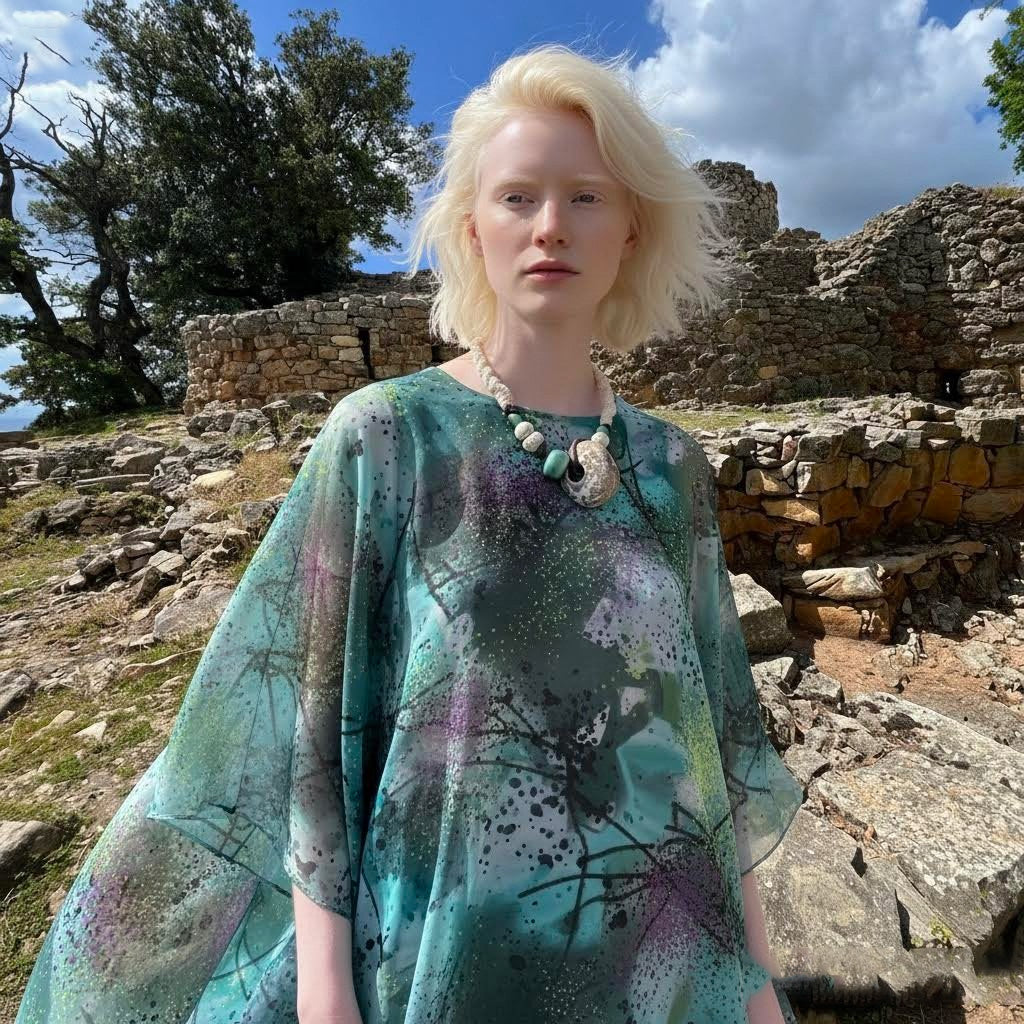 collana artigianale Nuraxadoni in corda, ceramica -Phaniac
