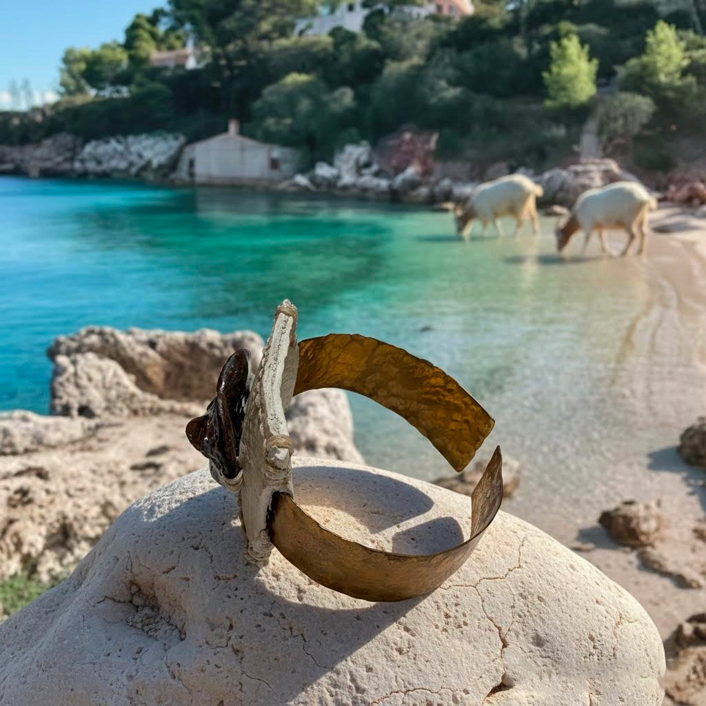 Algas Cuff — Bracciale ipiccolo n pelle, ceramica e ottone