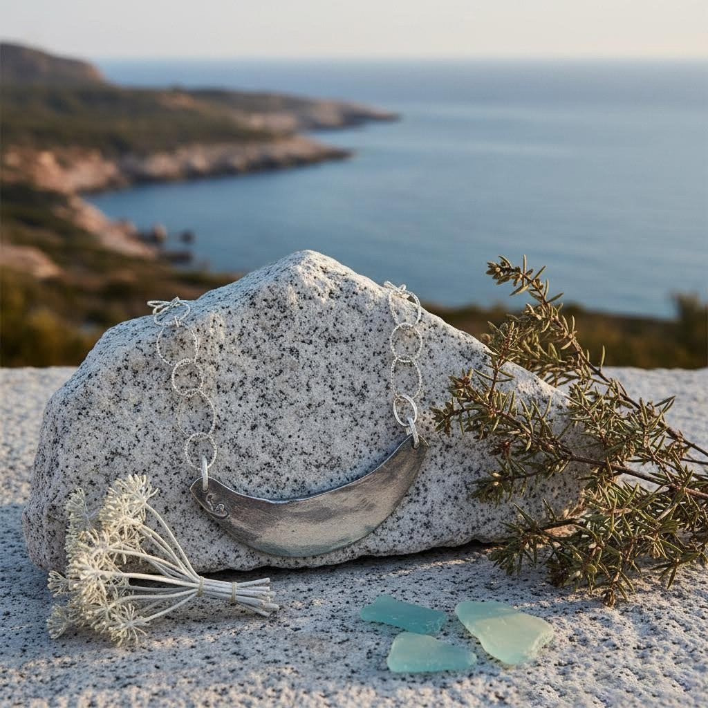 collier artigianale in ceramica e aciiaio algas-phaniac