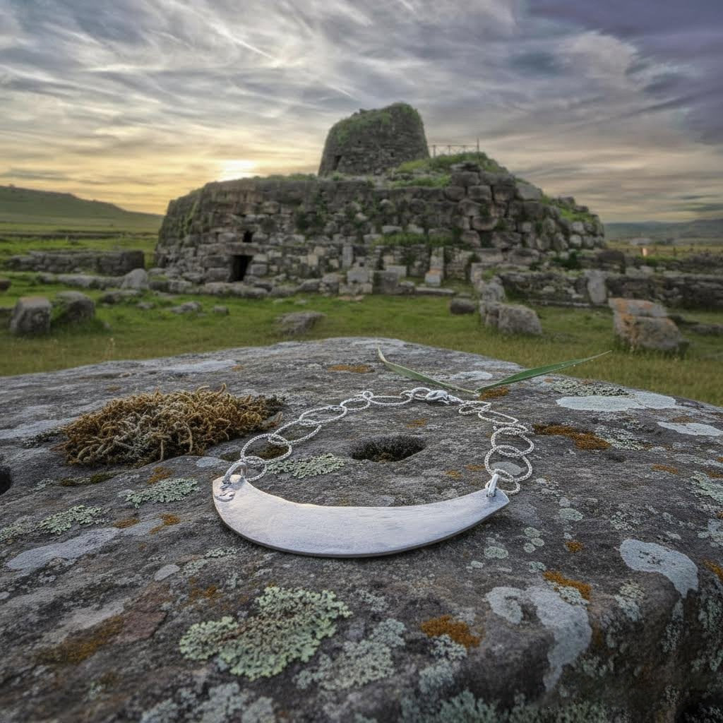 collier artigianale in ceramica e aciiaio algas-phaniac