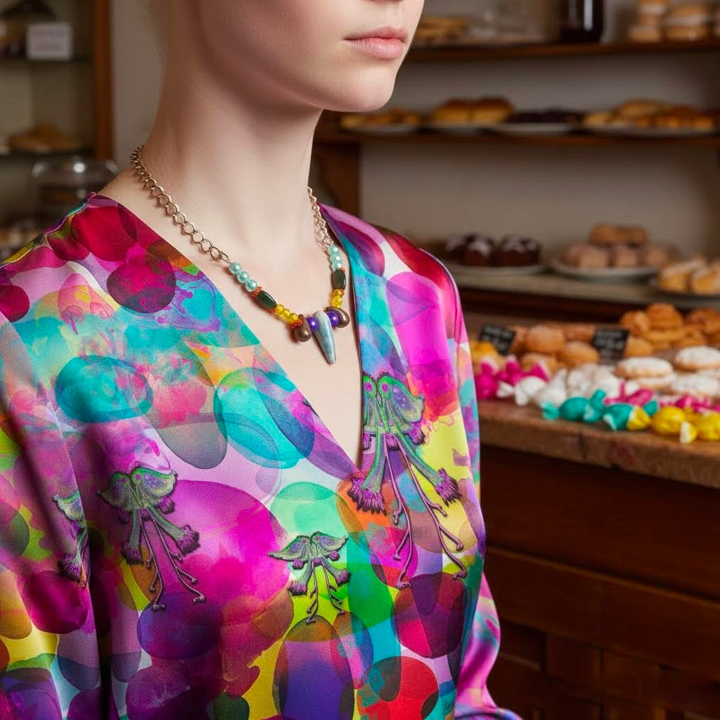 collana artigianale multicolor con ceramica Gueffus-phaniac