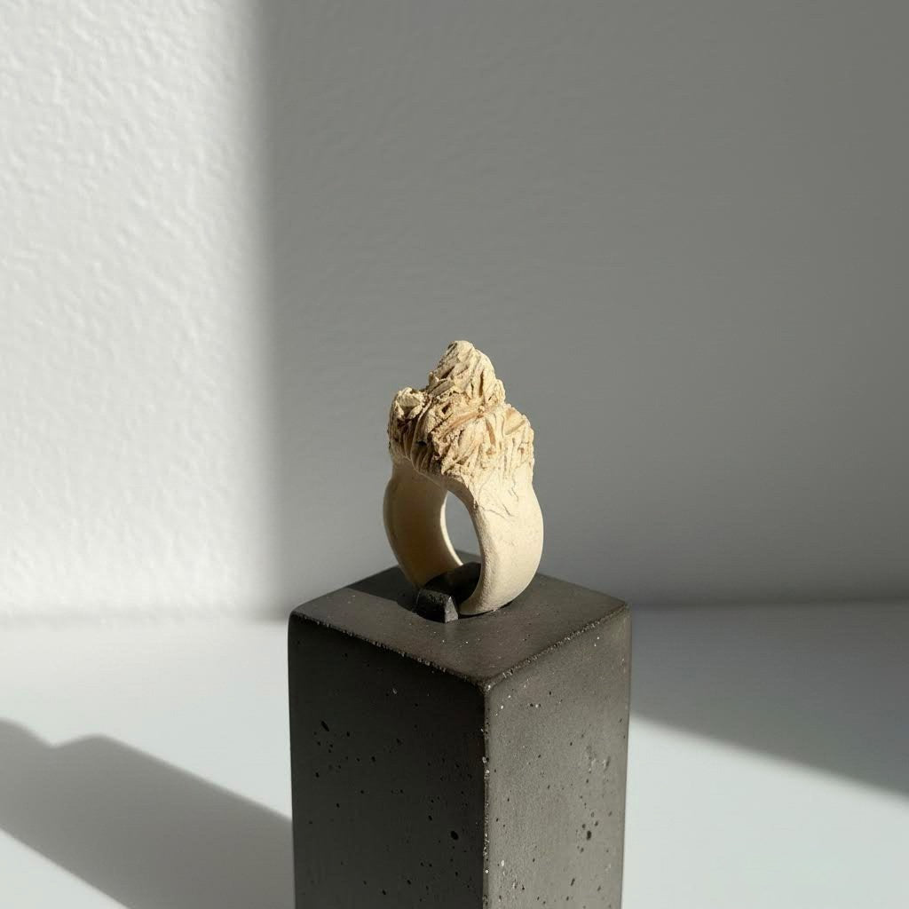 Anello scultura neptune  in gres beige-phaniac