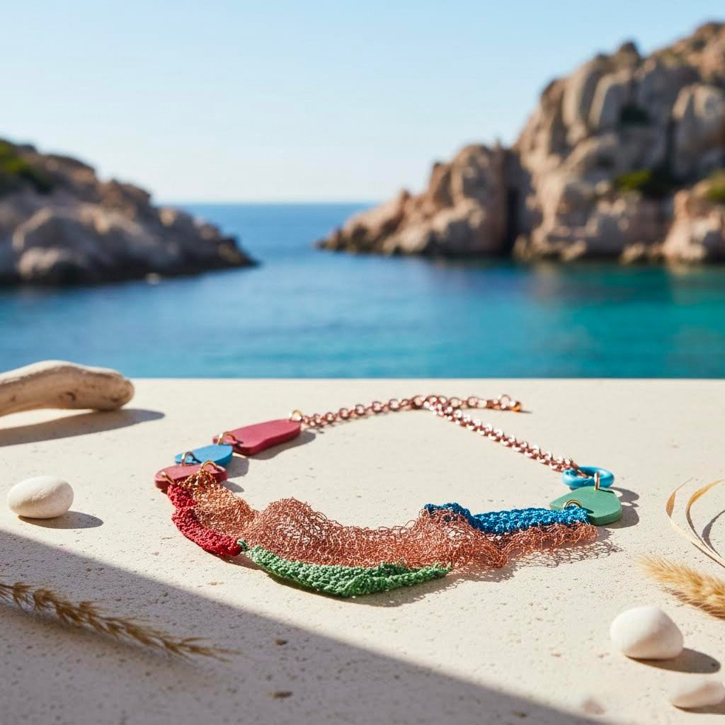 filus Levante collana artigianle in crochet rame e viscosa- phaniac