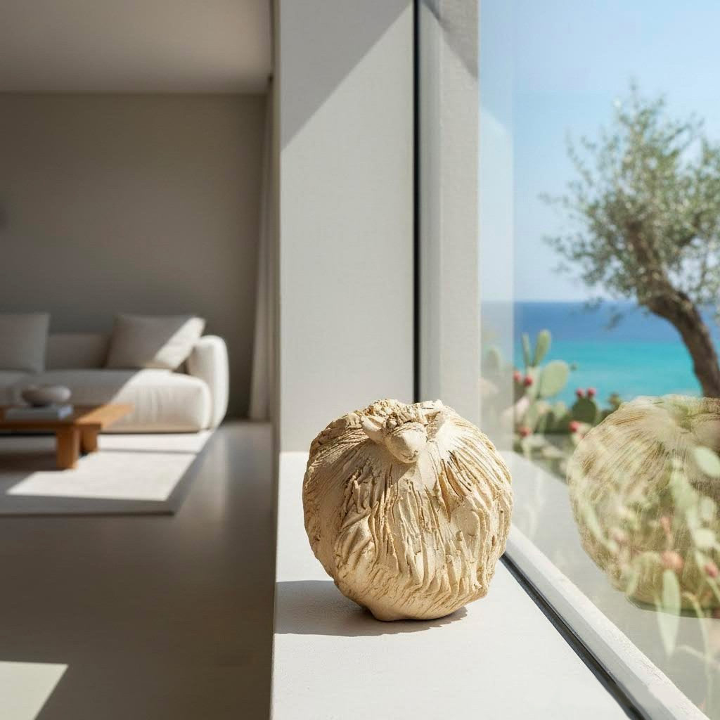 Montone in ceramica artistica gres beige -phaniac