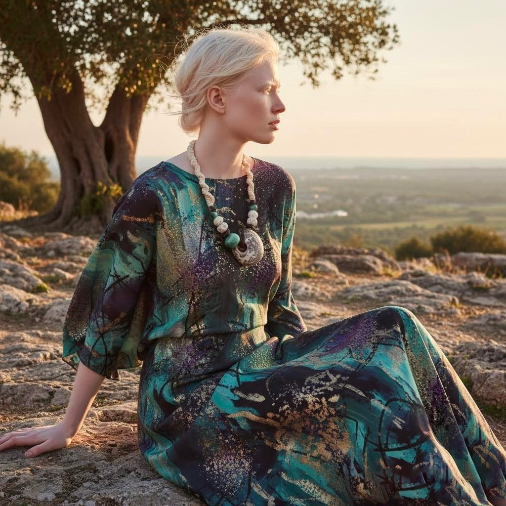 collana artigianale Nuraxadoni in corda, ceramica -Phaniac