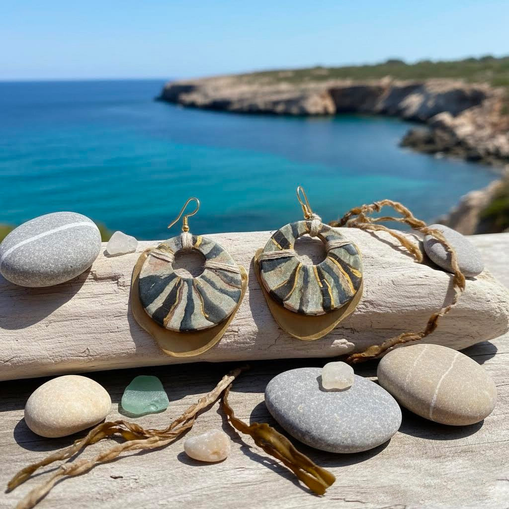 orecchini scultura in ceramica e ottone -phaniac