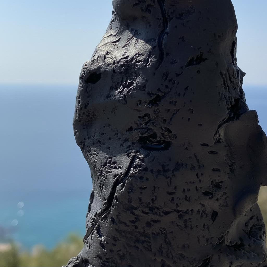 vaso scultura irregolare perda niedda in gres nero-phaniac