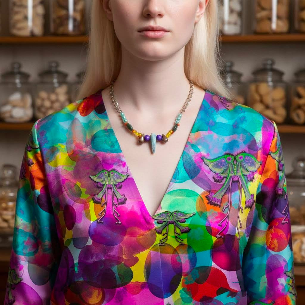 collana artigianale multicolor con ceramica Gueffus-phaniac