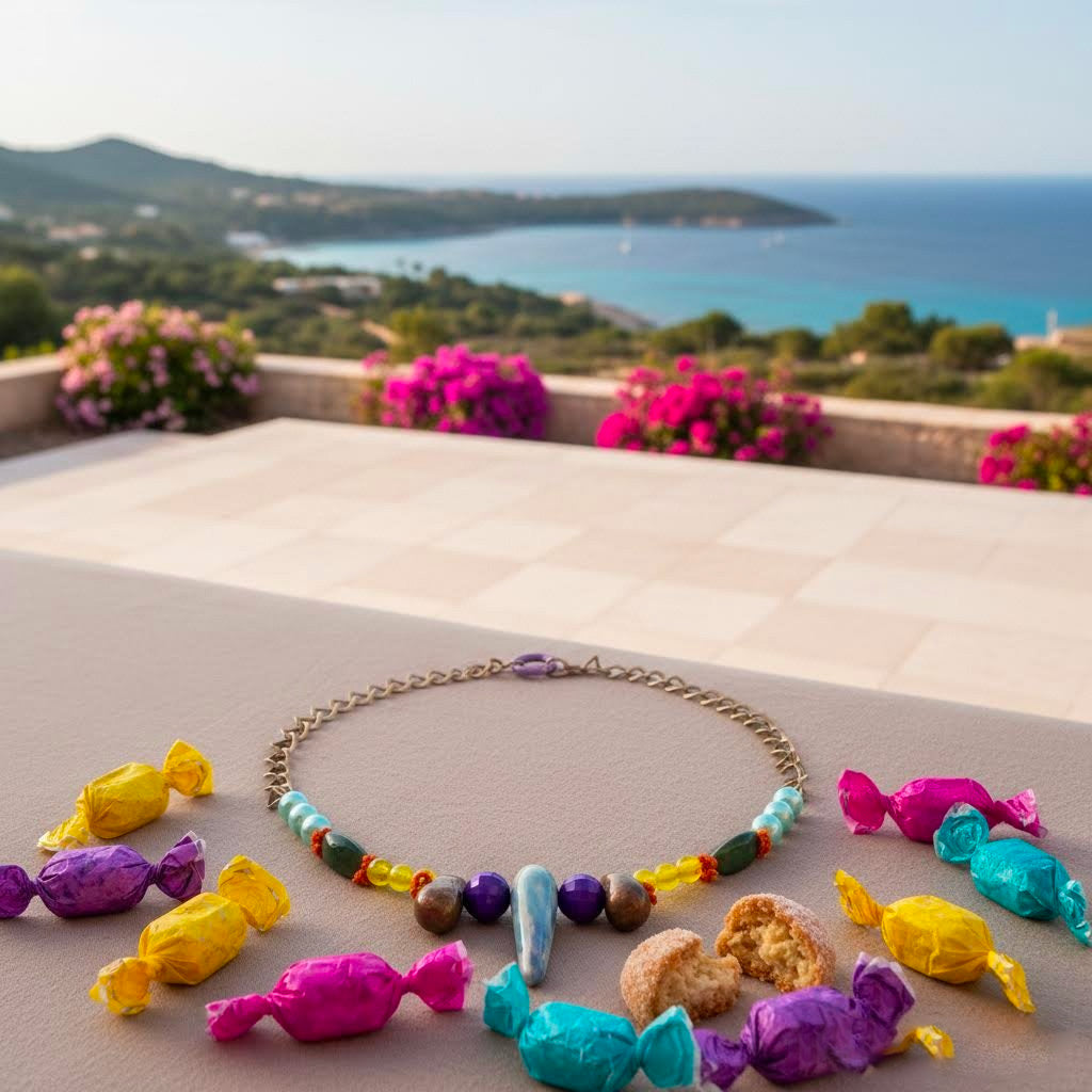 collana artigianale multicolor con ceramica Gueffus-phaniac