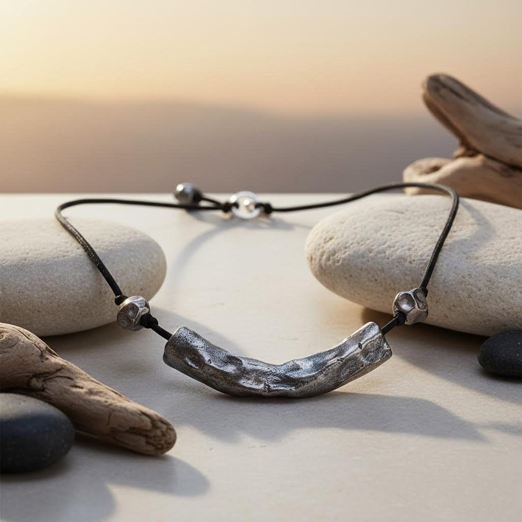 collana artigianale in ceramica argento algas-phaniac