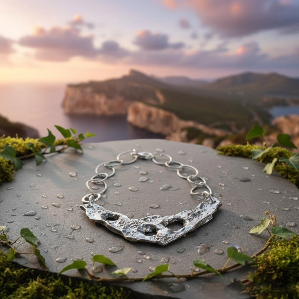 collana artigianale in ceramica argento e acciaio algas-phaniac