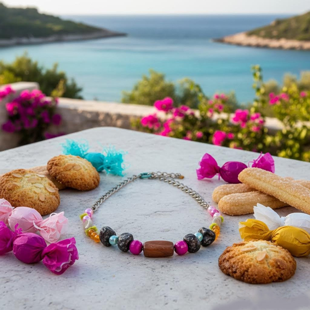 collana artigianale multicolor con ceramica Gueffus-phaniac