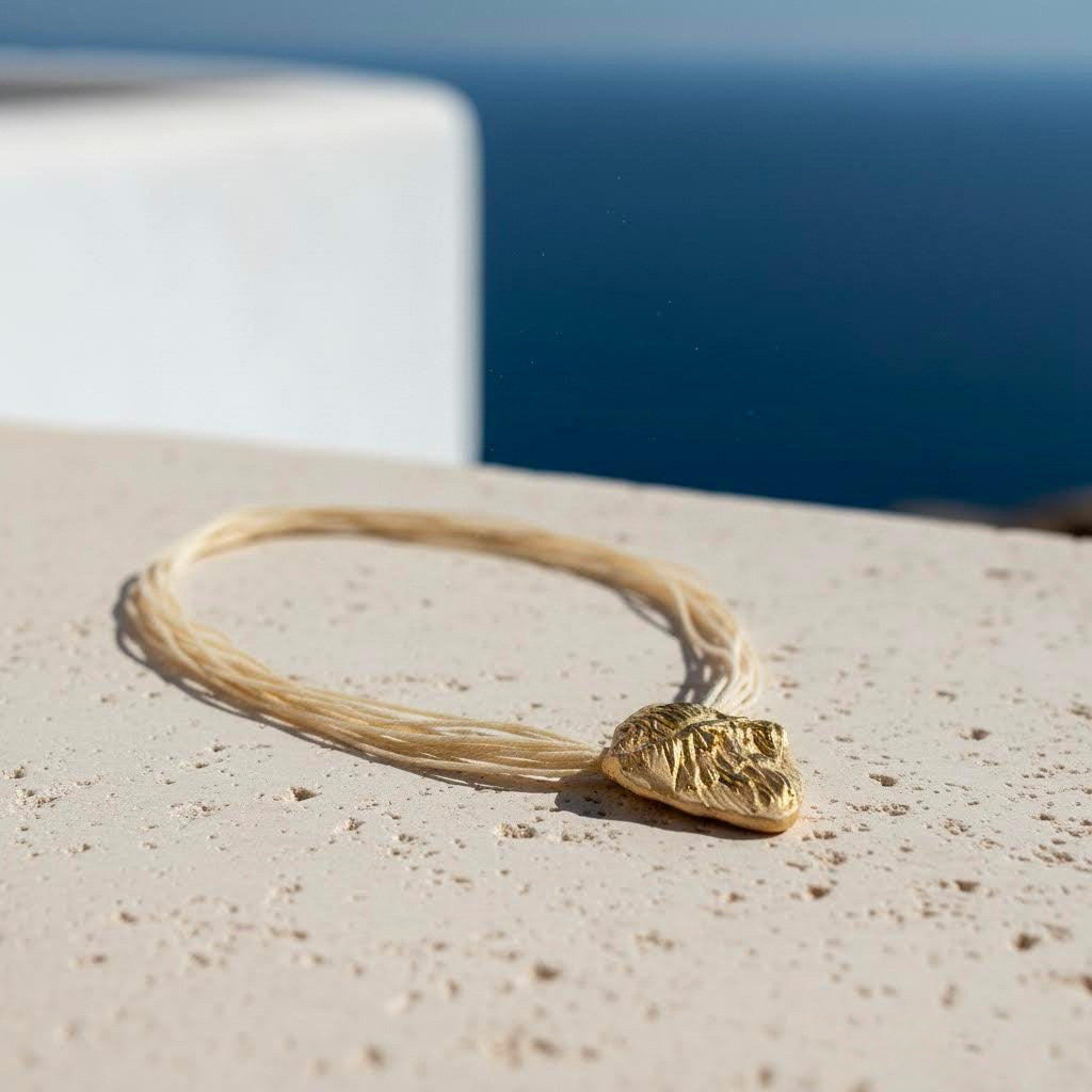 collana artigianale middle neptune in corda e gres senza metallo- phaniac 