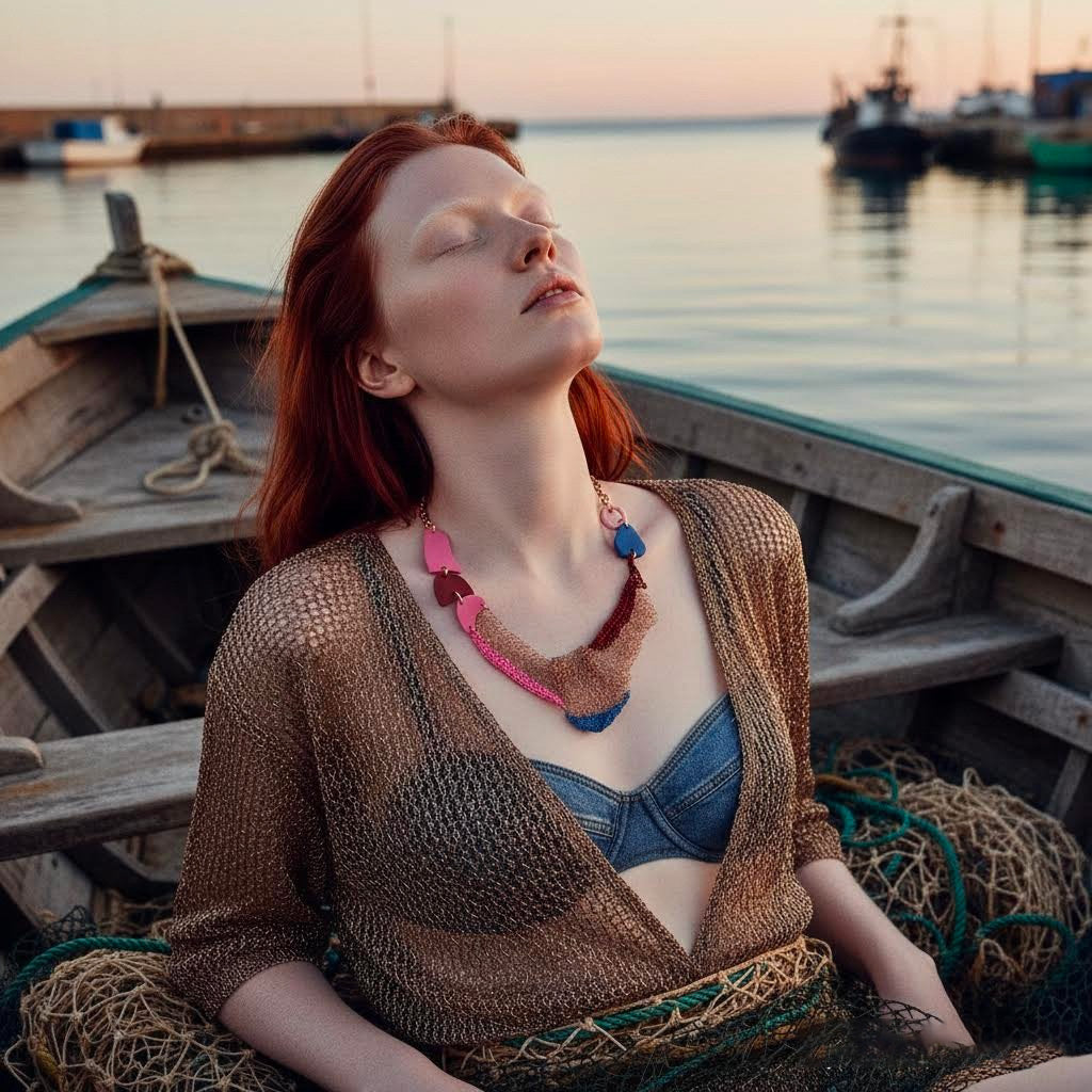 Collana Artigianale Filus Tramontana in crochet rame e viscosa-phaniac