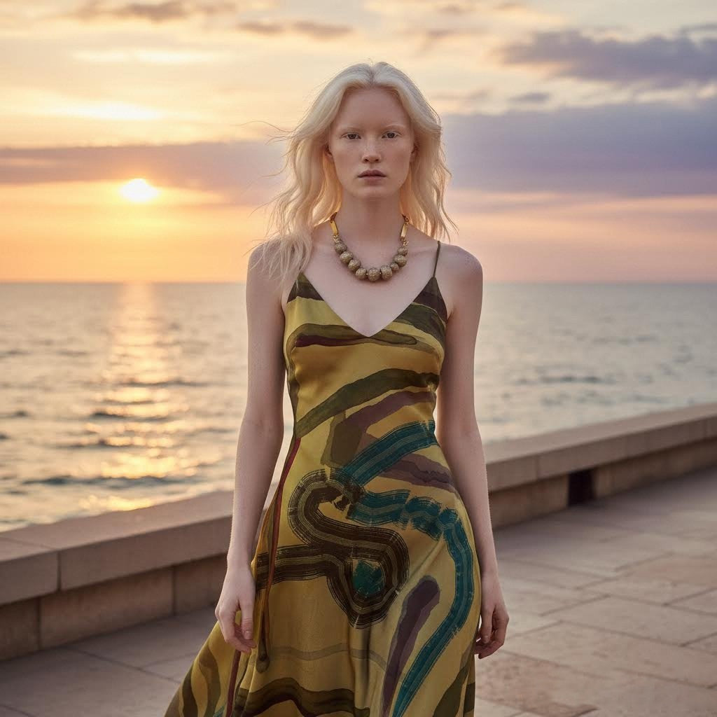 collana artigianale pa*per  color oro con perle in carta riciclata e ottone-phaniac