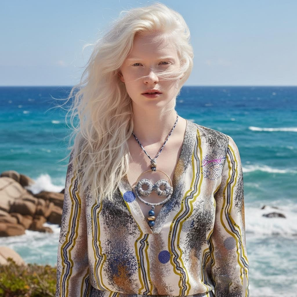 collana artigianale ultramar sand in crochet e lapislazzuli -phaniac