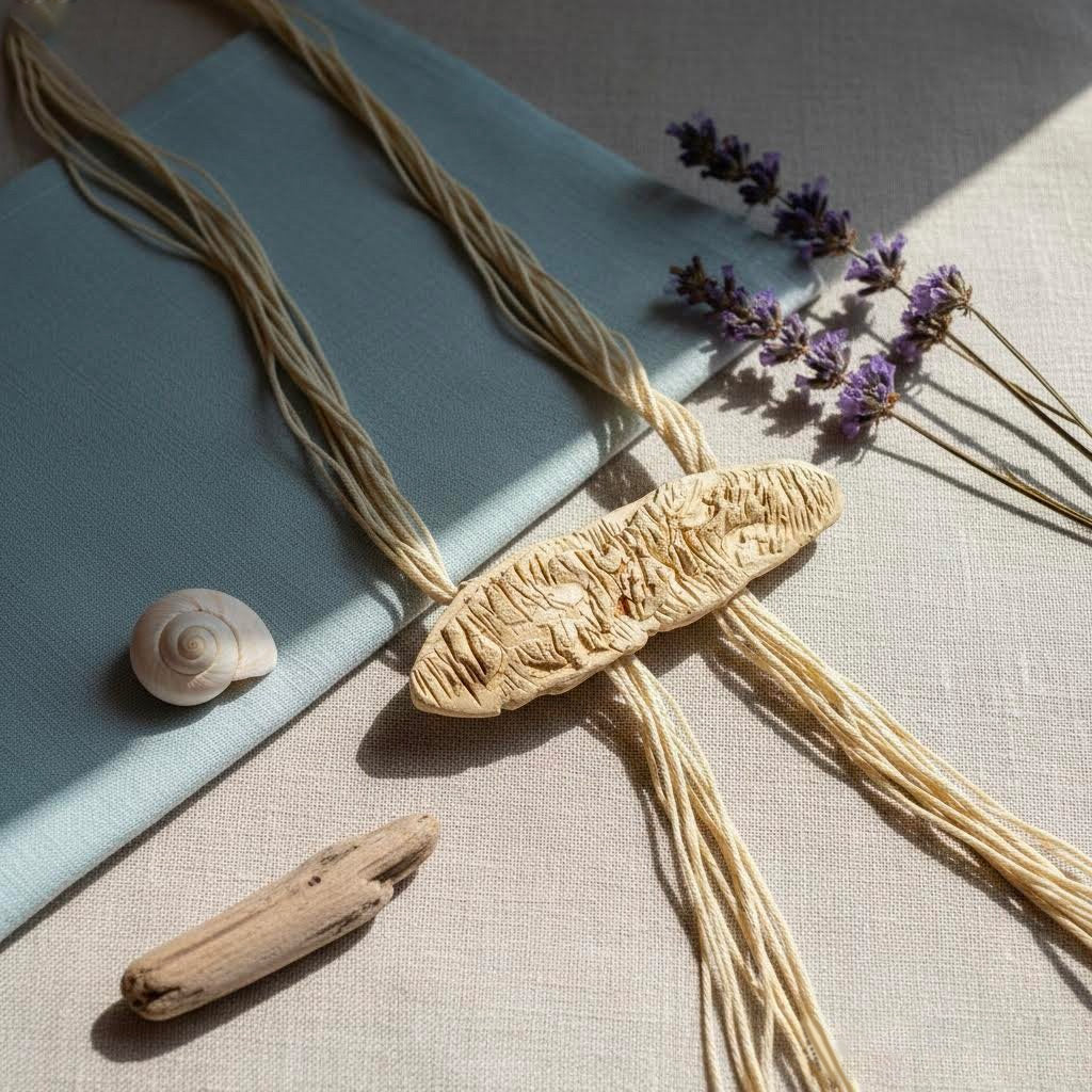 Collana Lunga Neptune Corda cerata intrecciata a mano · Pendente in gres