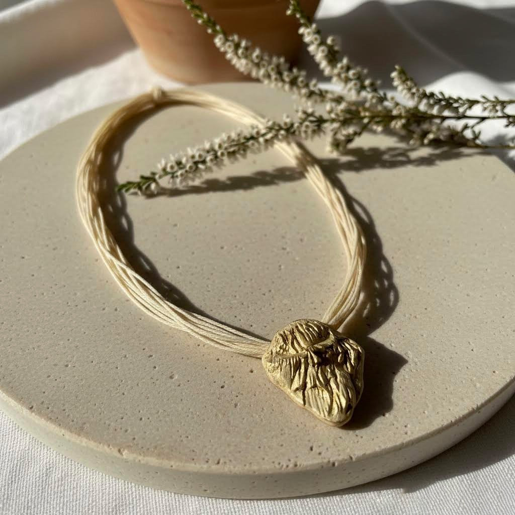 collana artigianale middle neptune in corda e gres senza metallo- phaniac 