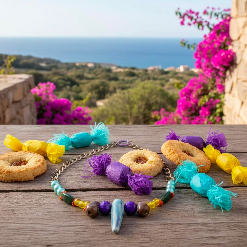 collana artigianale multicolor con ceramica Gueffus-phaniac